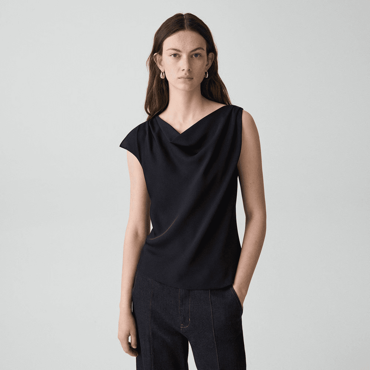 Cowl Neck Blouse In Silk Georgette by Theory