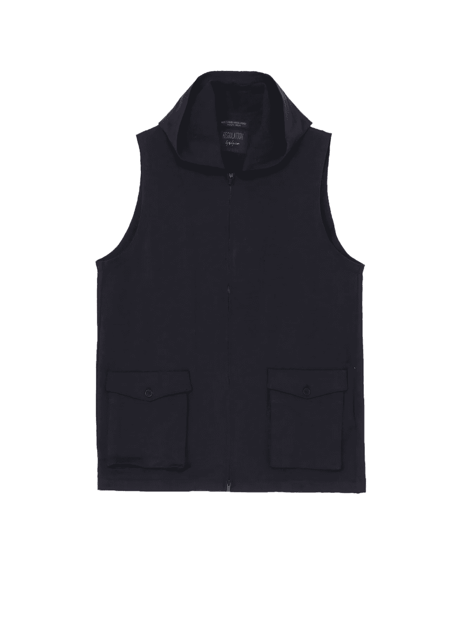 Regulation Jersey Hooded Zipper Vest by Yohji Yamamoto