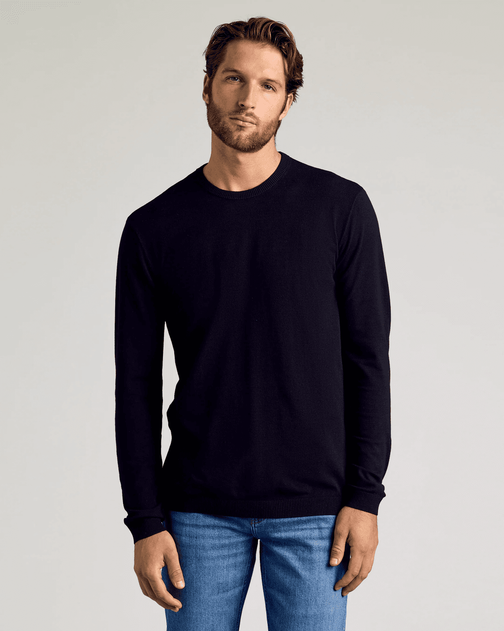 Black Dressy Crew Neck Sweater by True Classic