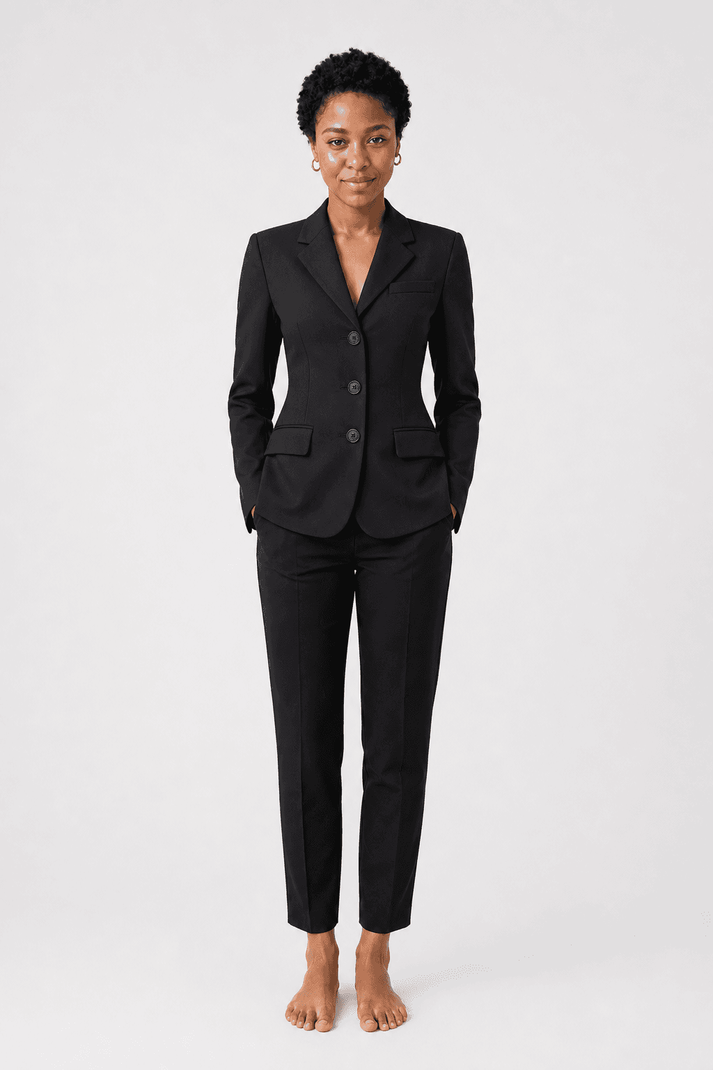 Luella Black Crepe Hourglass Blazer Jacket