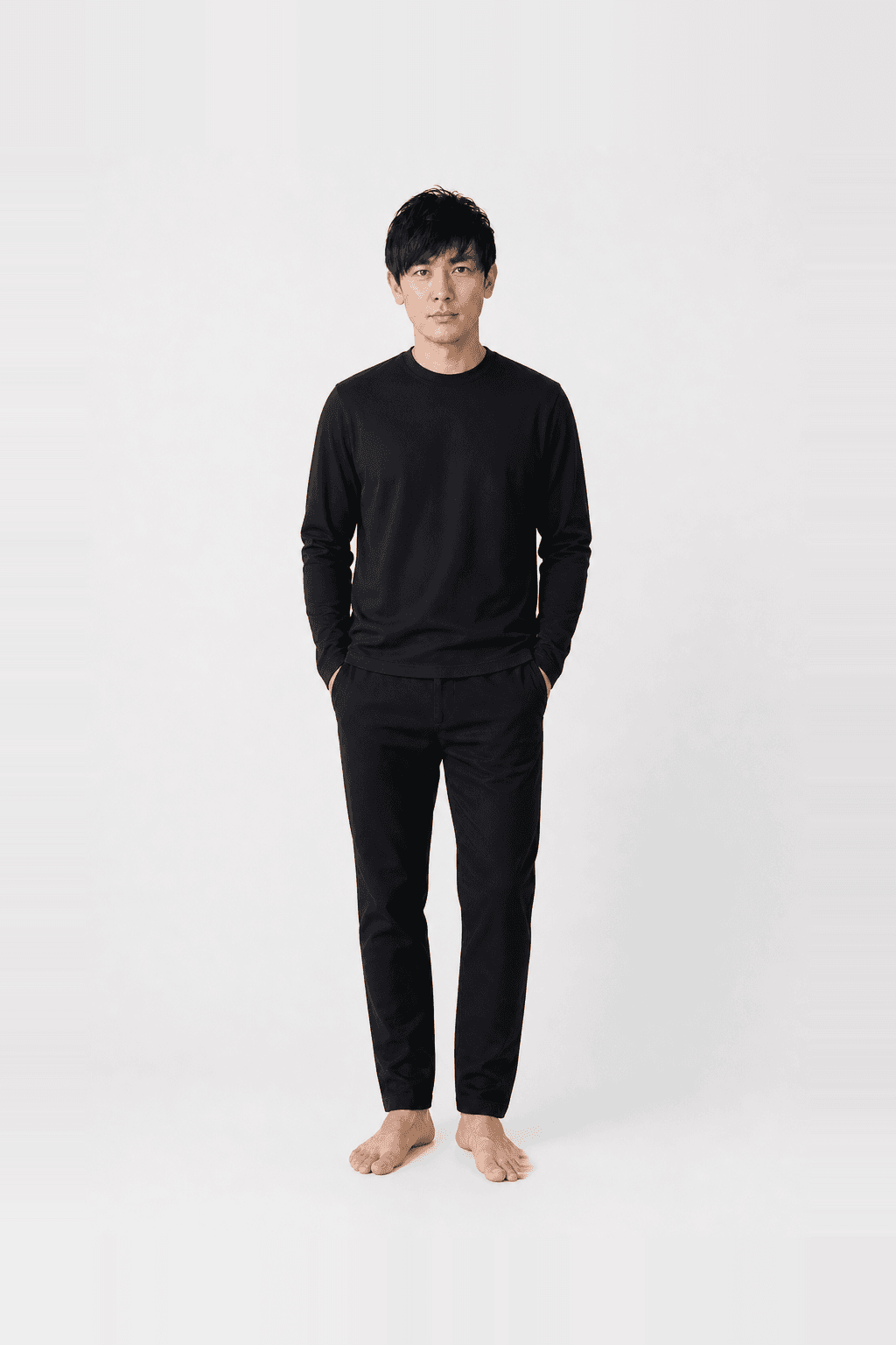 Asos Design Heavyweight Long Sleeve T-Shirt In Black Soft Touch by ASOS, worn by @kenjinak — a photoreal AI try-on generated on their own photo with Utopia