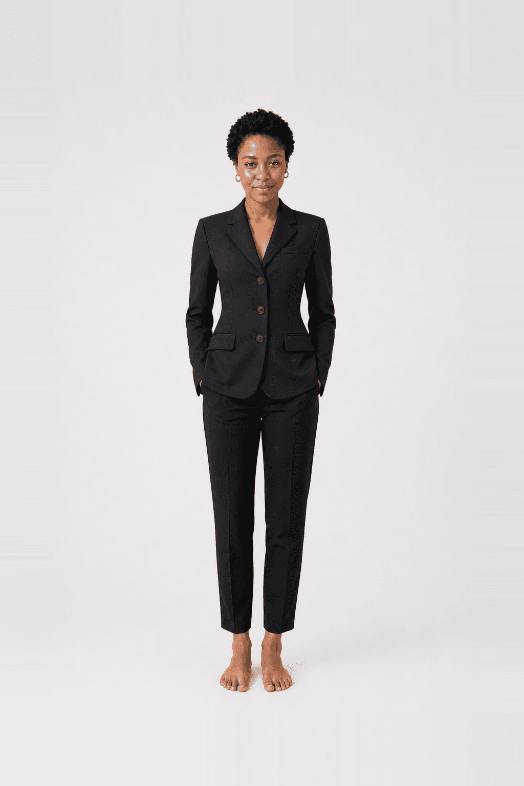Luella Black Crepe Hourglass Blazer Jacket by House of CB, worn by @mayaok — a photoreal AI try-on generated on their own photo with Utopia
